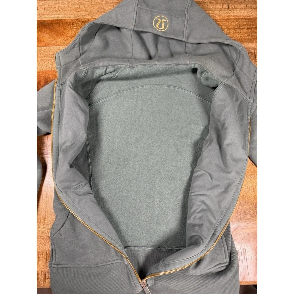Lululemon‎ Scuba Hoodie Womens Small Size 4 Green Gold Zip Full Zip Sweatshirt